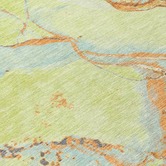 Artichoke Green Blue And Brown Abstract Washable Indoor Outdoor Area Rug Photo 5