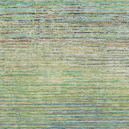 Artichoke Green Blue And Copper Striped Washable Area Rug With UV Protection Photo 2