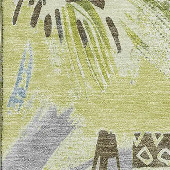 Artichoke Green Blue And Green Geometric Washable Area Rug With UV Protection Photo 2