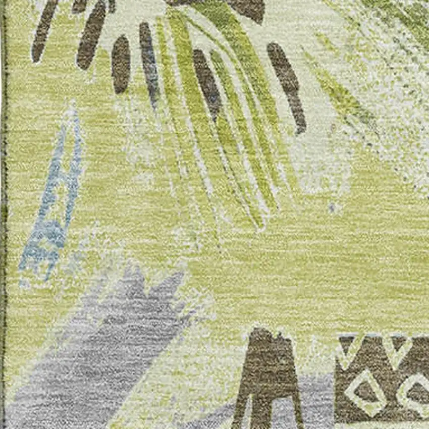 Artichoke Green Blue And Green Geometric Washable Area Rug With UV Protection Photo 2