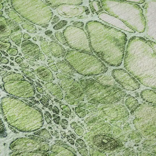 Artichoke Green Blue And Ivory Abstract Washable Area Rug With UV Protection Photo 9