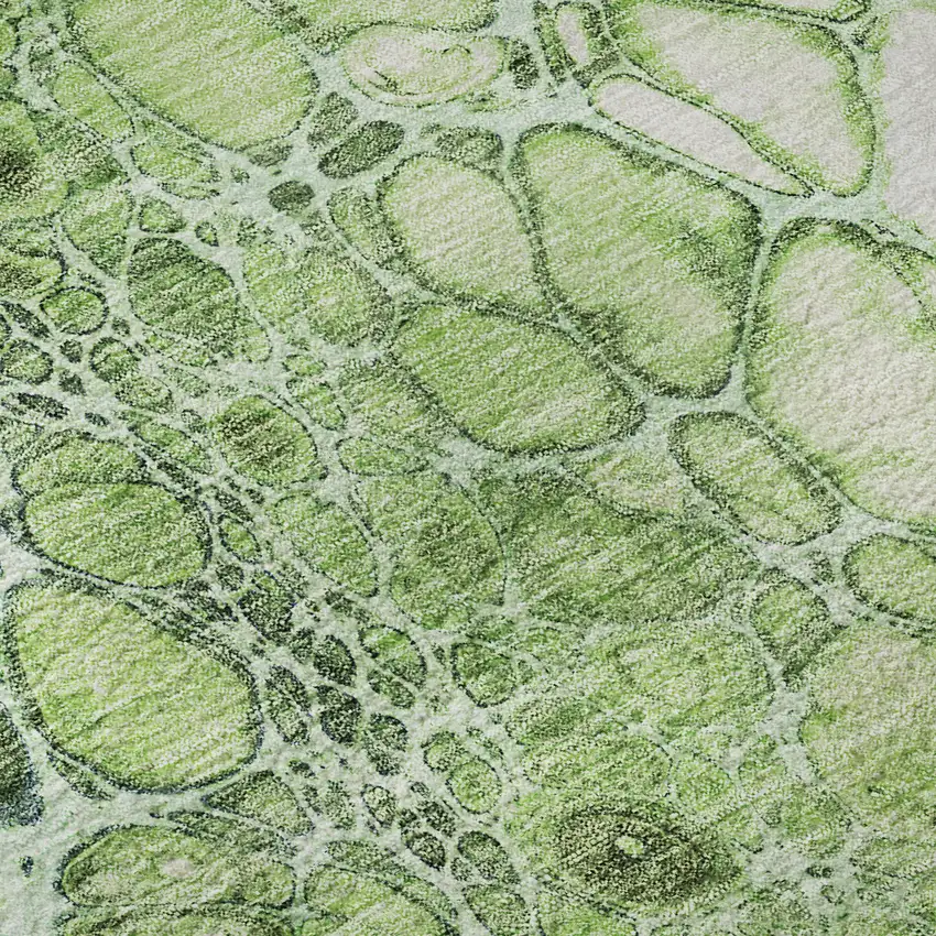 Artichoke Green Blue And Ivory Abstract Washable Area Rug With UV Protection Photo 9