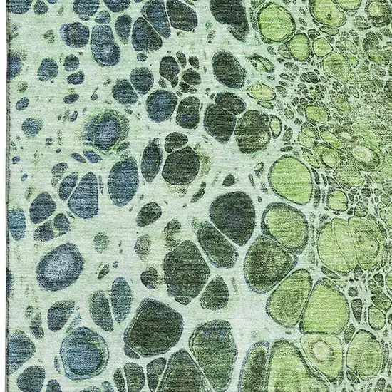 Artichoke Green Blue And Ivory Abstract Washable Area Rug With UV Protection Photo 2