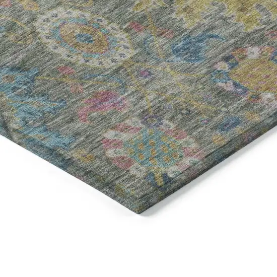 Artichoke Green Blush And Gold Medallion Washable Indoor Outdoor Area Rug Photo 4