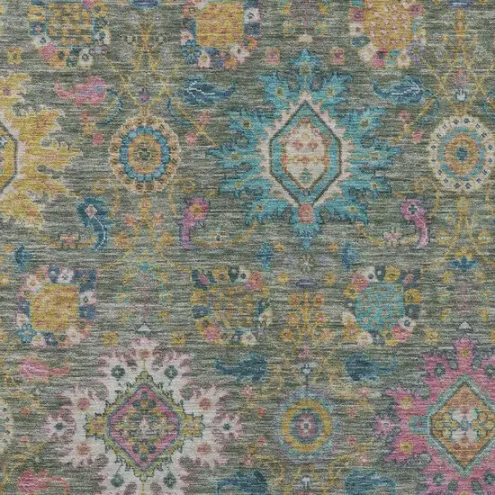 Artichoke Green Blush And Gold Medallion Washable Indoor Outdoor Area Rug Photo 6