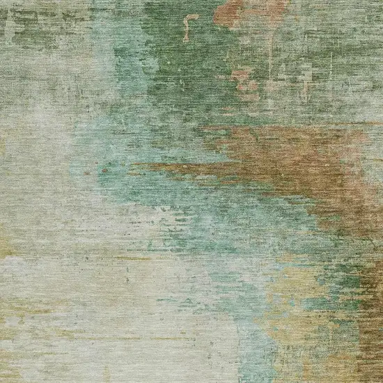 Artichoke Green Brown And Beige Abstract Washable Indoor Outdoor Area Rug Photo 3