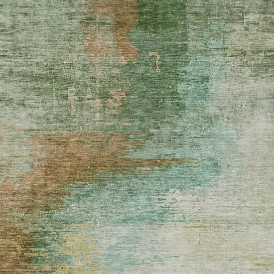 Artichoke Green Brown And Beige Abstract Washable Indoor Outdoor Area Rug Photo 3