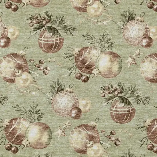 Artichoke Green Brown And Beige Botanical Leaves Washable Indoor Outdoor Area Rug Photo 3