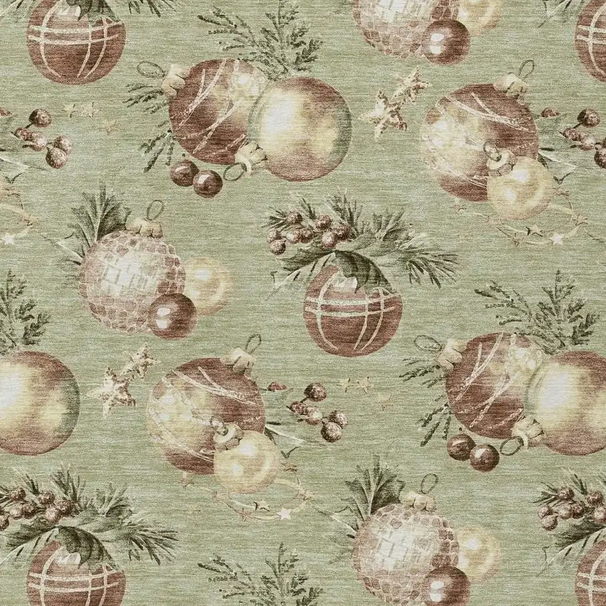 Artichoke Green Brown And Beige Stars Washable Indoor Outdoor Area Rug Photo 4