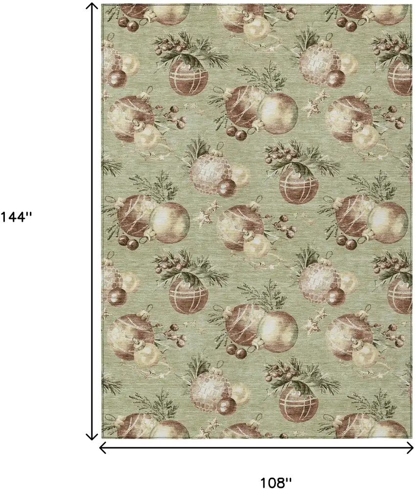 Artichoke Green Brown And Beige Stars Washable Indoor Outdoor Area Rug Photo 9