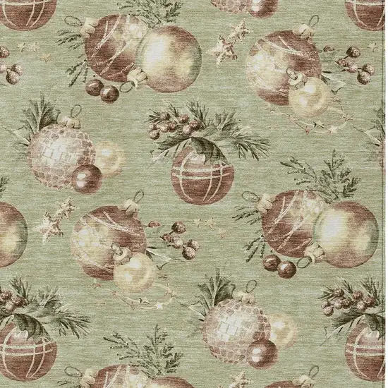 Artichoke Green Brown And Beige Stars Washable Indoor Outdoor Area Rug Photo 6