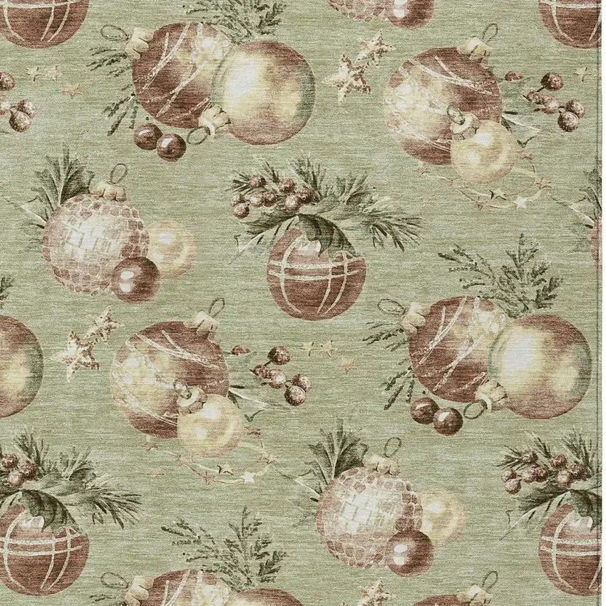 Artichoke Green Brown And Beige Stars Washable Indoor Outdoor Area Rug Photo 6