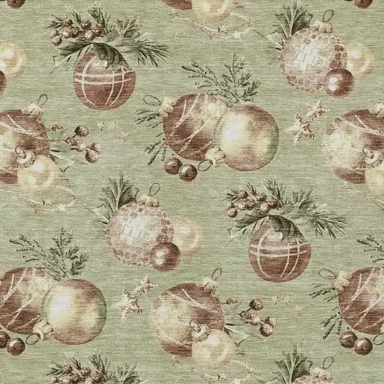 Artichoke Green Brown And Beige Botanical Leaves Washable Indoor Outdoor Area Rug Photo 3