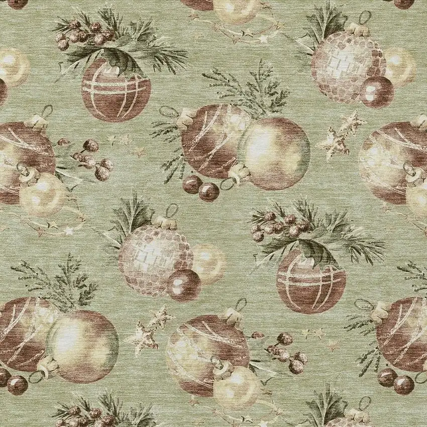 Artichoke Green Brown And Beige Botanical Leaves Washable Indoor Outdoor Area Rug Photo 3