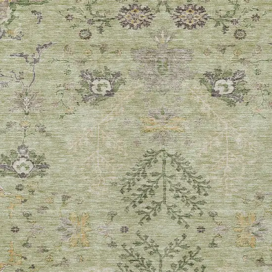 Artichoke Green Brown And Beige Floral Washable Indoor Outdoor Area Rug Photo 5