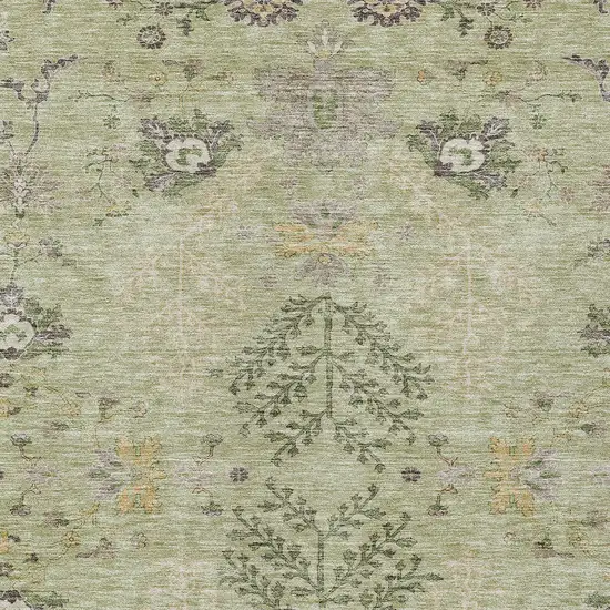 Artichoke Green Brown And Beige Floral Washable Indoor Outdoor Area Rug Photo 5