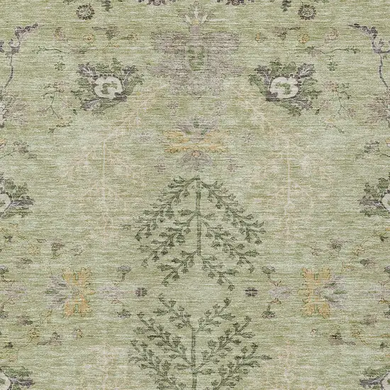 Artichoke Green Brown And Beige Floral Washable Indoor Outdoor Area Rug Photo 5