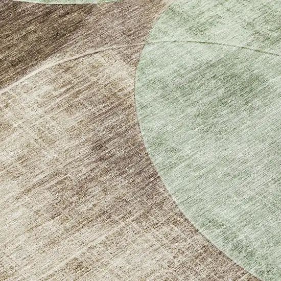 Artichoke Green Brown And Beige Geometric Washable Indoor Outdoor Area Rug Photo 8
