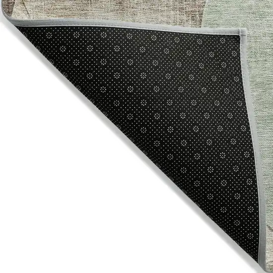 Artichoke Green Brown And Beige Geometric Washable Indoor Outdoor Area Rug Photo 3