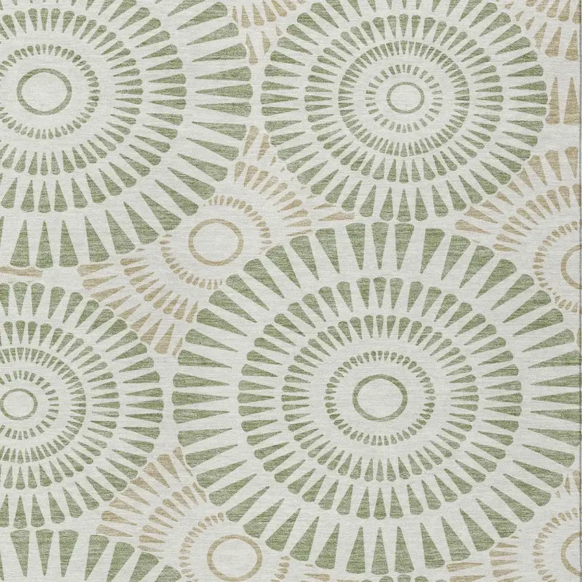 Artichoke Green Brown And Beige Geometric Washable Indoor Outdoor Area Rug Photo 7