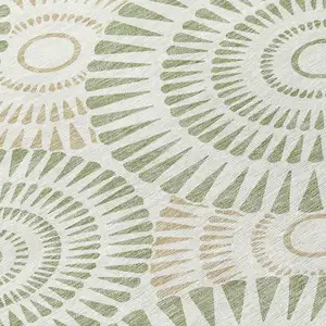 Photo of Artichoke Green Brown And Beige Geometric Washable Indoor Outdoor Area Rug