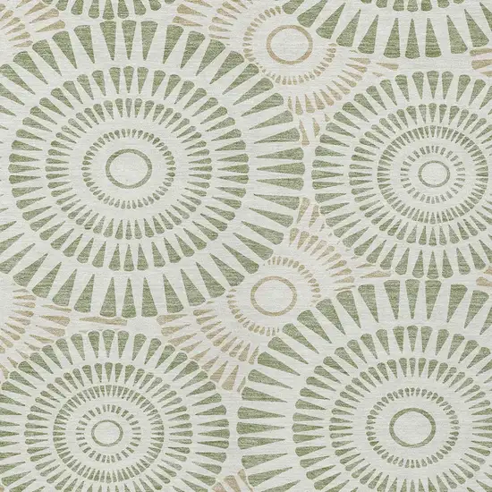 Artichoke Green Brown And Beige Geometric Washable Indoor Outdoor Area Rug Photo 7