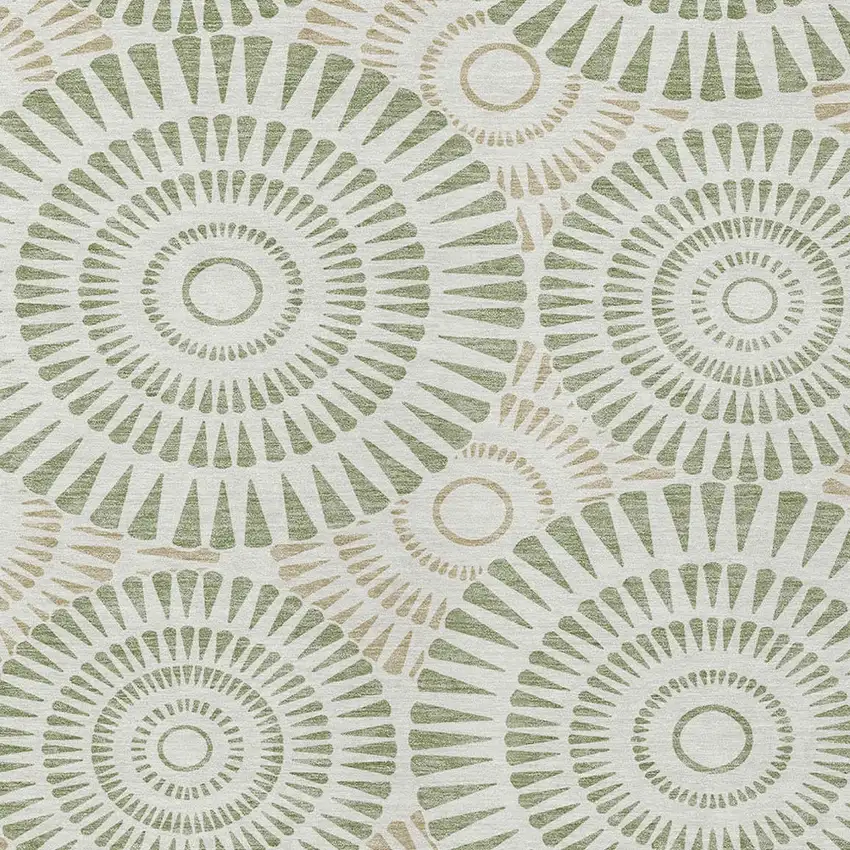 Artichoke Green Brown And Beige Geometric Washable Indoor Outdoor Area Rug Photo 7