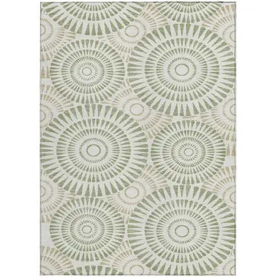 Artichoke Green Brown And Beige Geometric Washable Indoor Outdoor Area Rug Photo 8