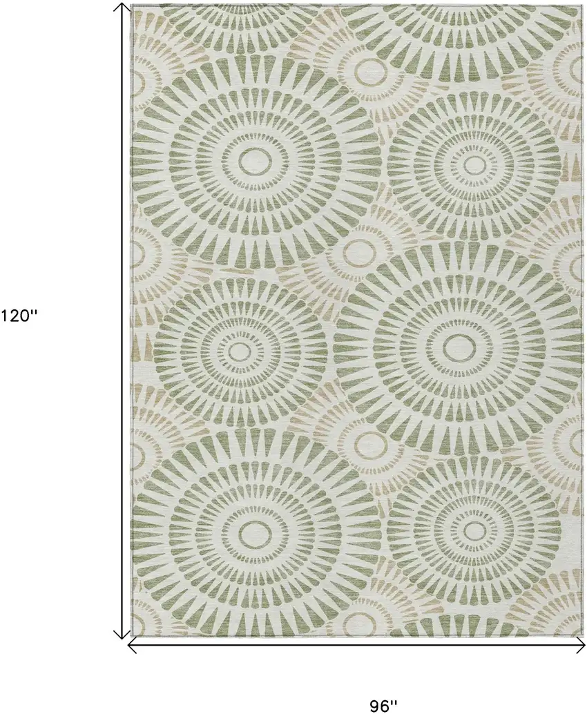 Artichoke Green Brown And Beige Geometric Washable Indoor Outdoor Area Rug Photo 3