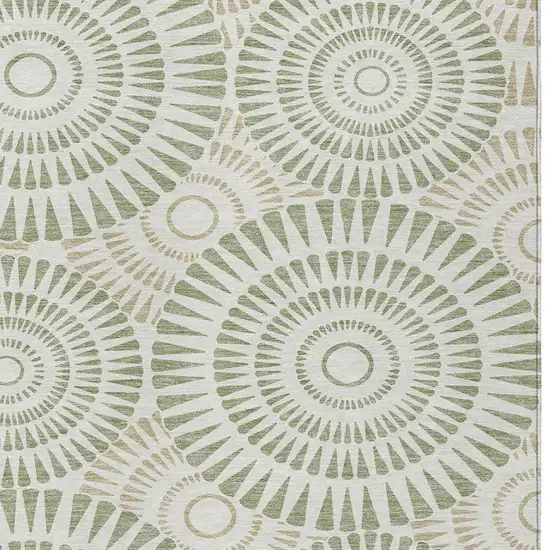 Artichoke Green Brown And Beige Geometric Washable Indoor Outdoor Area Rug Photo 7