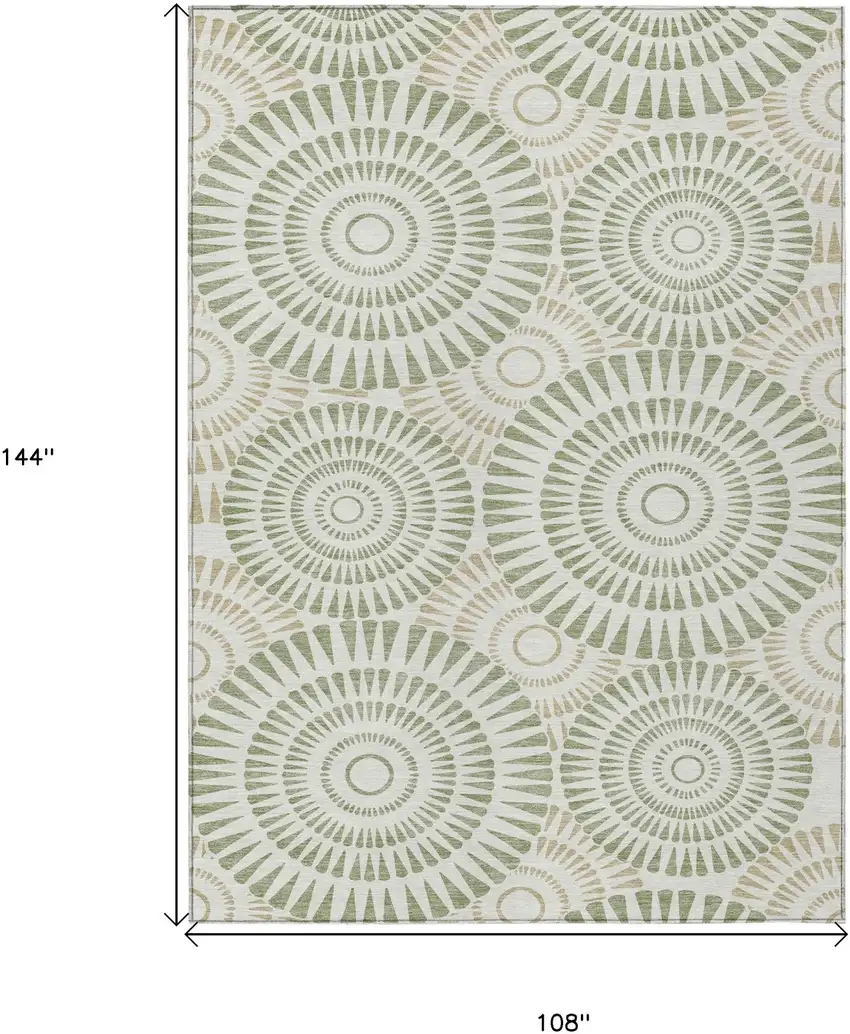 Artichoke Green Brown And Beige Geometric Washable Indoor Outdoor Area Rug Photo 3