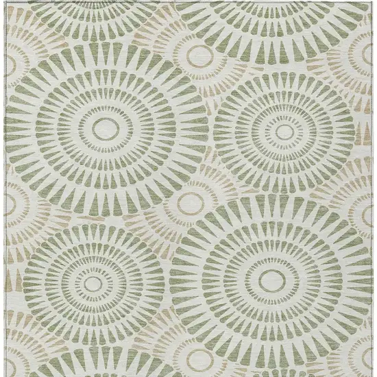 Artichoke Green Brown And Beige Geometric Washable Indoor Outdoor Area Rug Photo 7