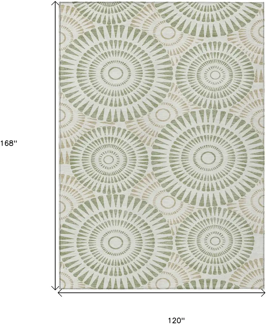 Artichoke Green Brown And Beige Geometric Washable Indoor Outdoor Area Rug Photo 3