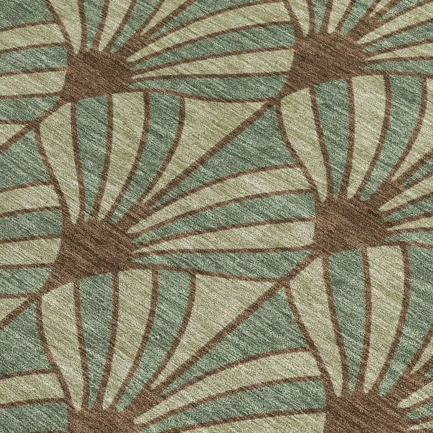 Artichoke Green Brown And Beige Seashell Washable Indoor Outdoor Area Rug Photo 3