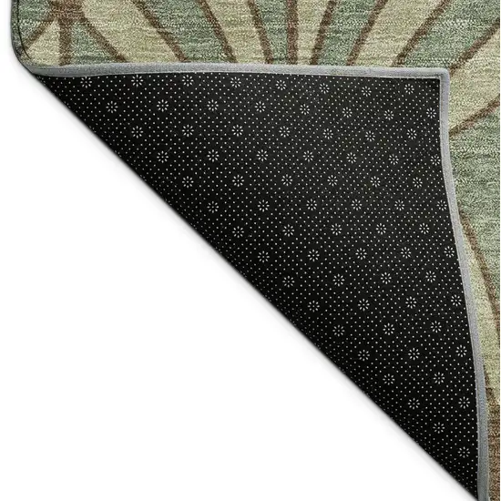 Artichoke Green Brown And Beige Seashell Washable Indoor Outdoor Area Rug Photo 5