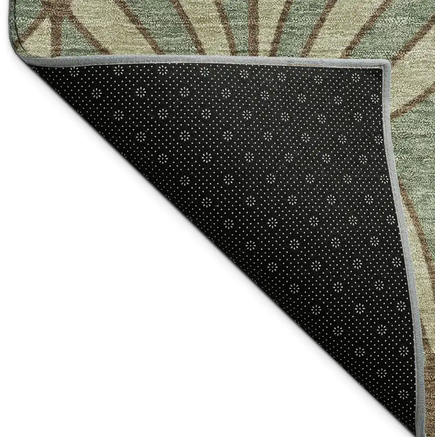 Artichoke Green Brown And Beige Seashell Washable Indoor Outdoor Area Rug Photo 5