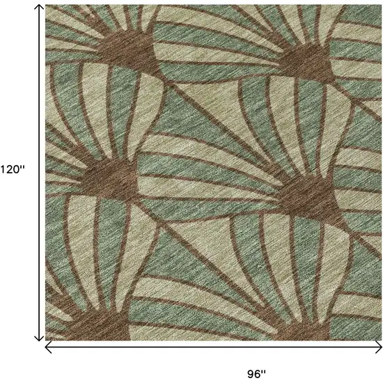 Artichoke Green Brown And Beige Seashell Washable Indoor Outdoor Area Rug Photo 7