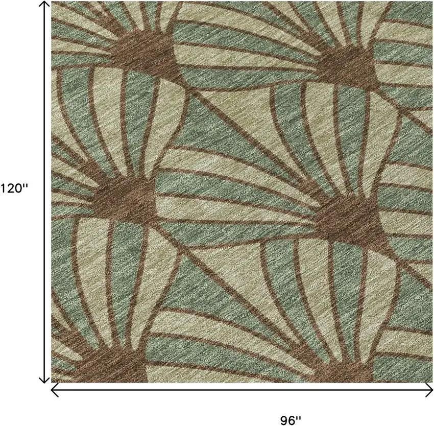 Artichoke Green Brown And Beige Seashell Washable Indoor Outdoor Area Rug Photo 7