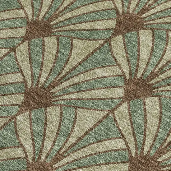 Artichoke Green Brown And Beige Seashell Washable Indoor Outdoor Area Rug Photo 3