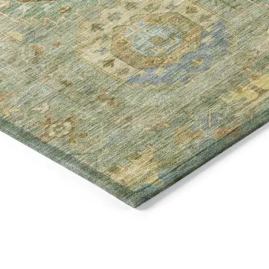 Artichoke Green Brown And Copper Medallion Washable Indoor Outdoor Area Rug Photo 5