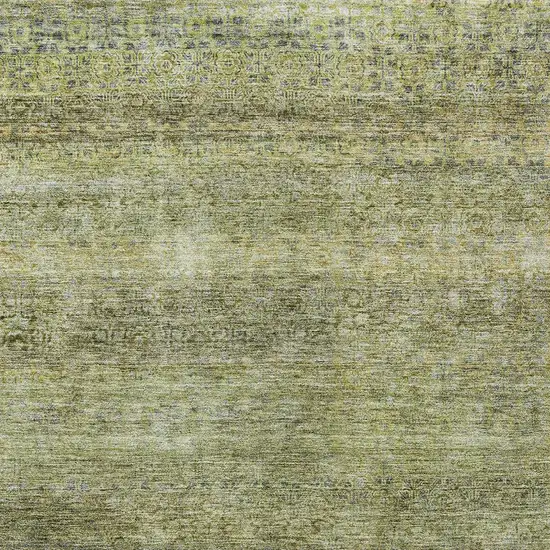 Artichoke Green Brown And Gray Striped Washable Indoor Outdoor Area Rug Photo 6