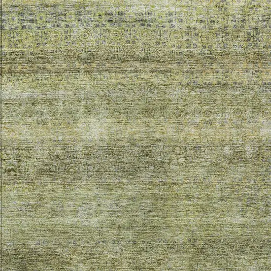Artichoke Green Brown And Gray Striped Washable Indoor Outdoor Area Rug Photo 6