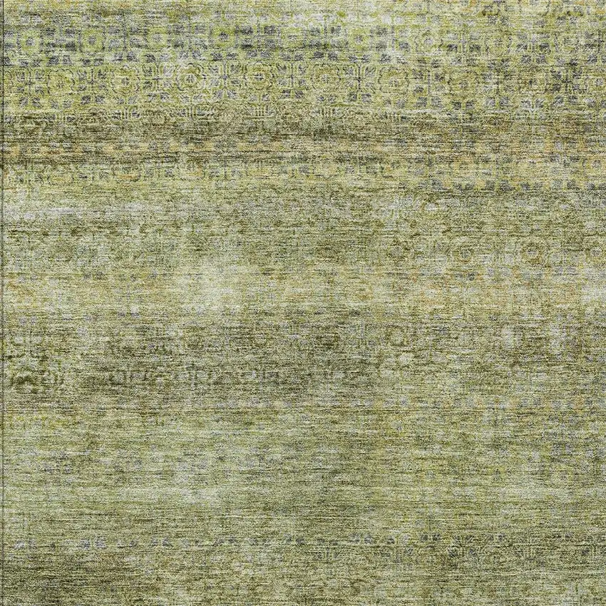 Artichoke Green Brown And Gray Striped Washable Indoor Outdoor Area Rug Photo 6