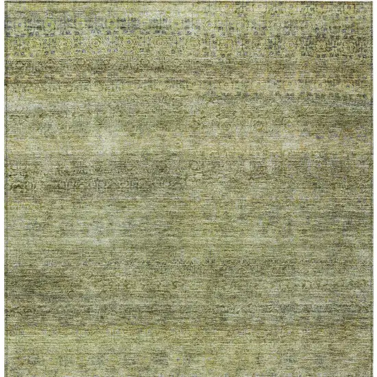 Artichoke Green Brown And Gray Striped Washable Indoor Outdoor Area Rug Photo 6