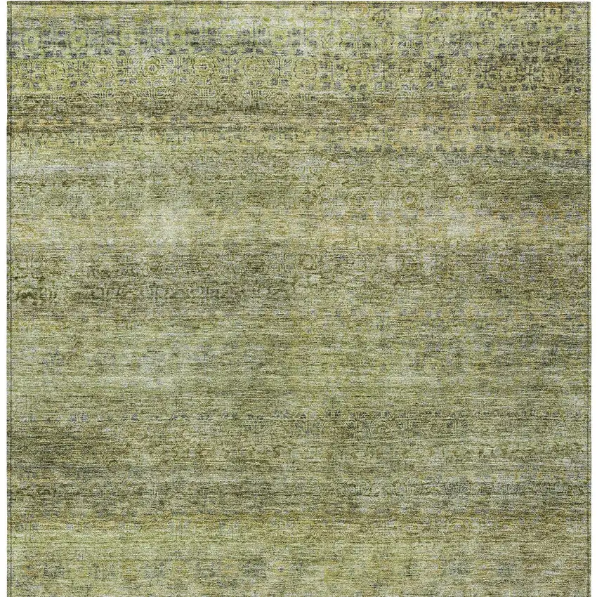 Artichoke Green Brown And Gray Striped Washable Indoor Outdoor Area Rug Photo 6