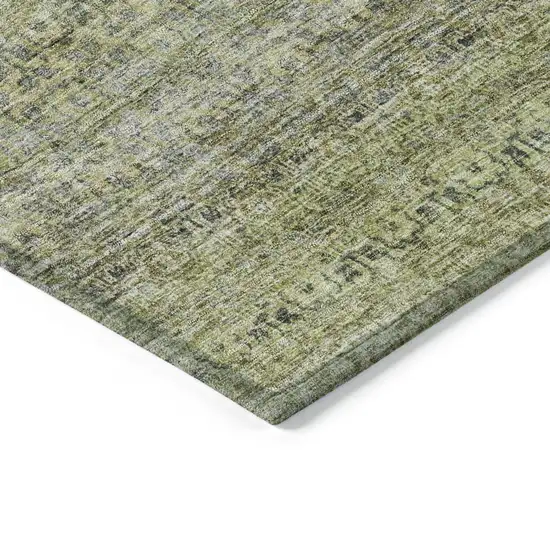 Artichoke Green Brown And Gray Striped Washable Indoor Outdoor Area Rug Photo 5