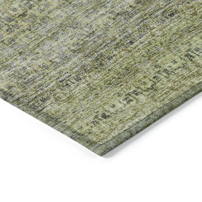 Artichoke Green Brown And Gray Striped Washable Indoor Outdoor Area Rug Photo 5