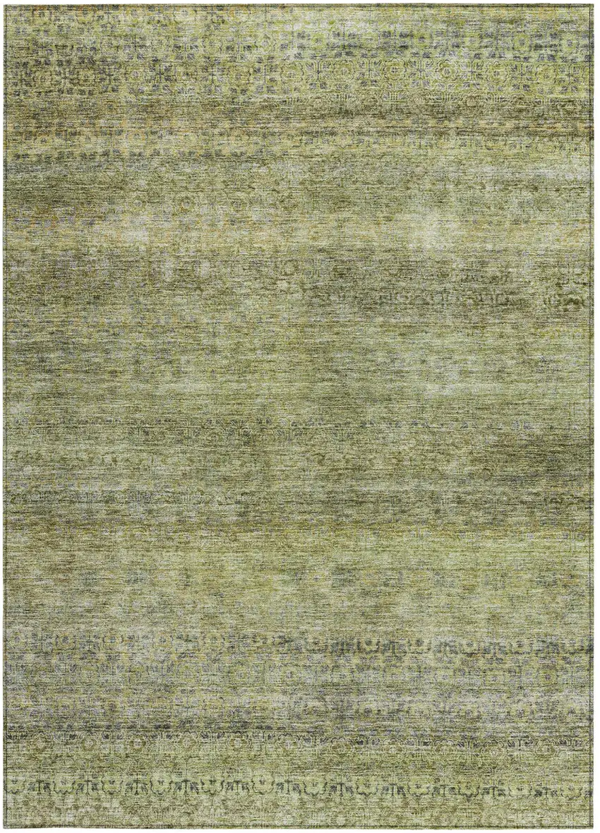 Artichoke Green Brown And Gray Striped Washable Indoor Outdoor Area Rug Photo 6