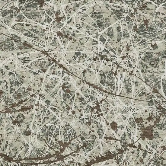 Artichoke Green Brown And Ivory Abstract Washable Indoor Outdoor Area Rug Photo 2