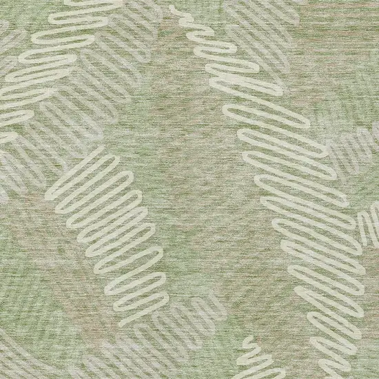 Artichoke Green Brown And Ivory Floral Washable Indoor Outdoor Area Rug Photo 7
